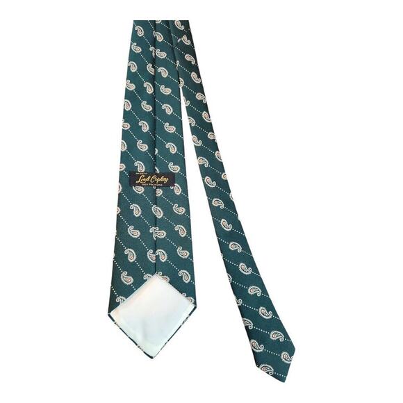 Lord Copley Vintage Mens neck tie paisley green necktie dresswear - Picture 2 of 6